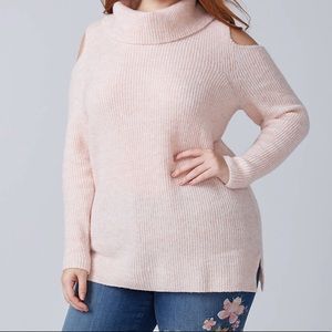 Lane Bryant Cold-Shoulder Cowl-Neck Sweater